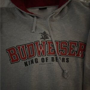 Vintage Budweiser Gray and Red Men's Hoodie
